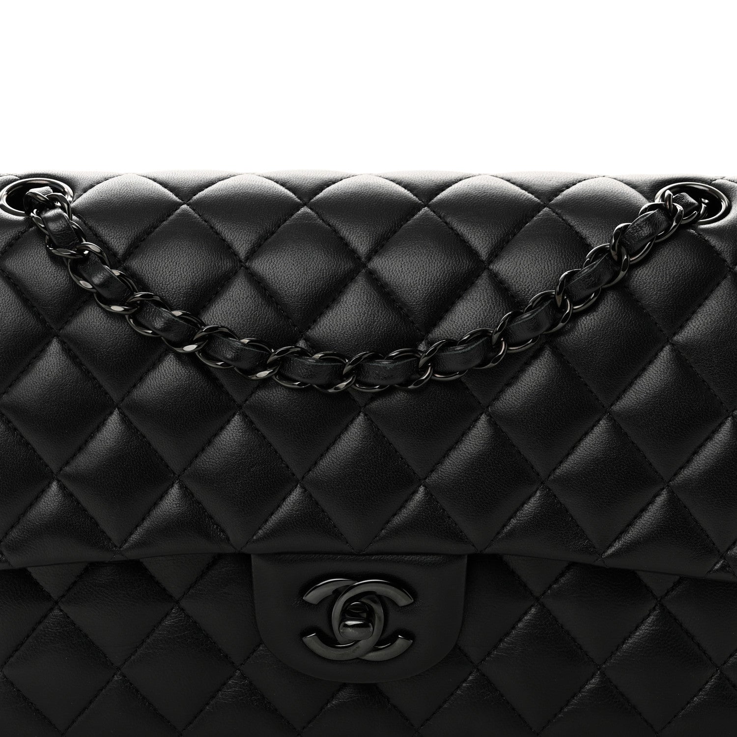 Chanel Lambskin Quilted Medium Double Flap So Black 8 of 11