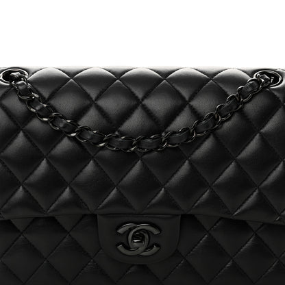 Chanel Lambskin Quilted Medium Double Flap So Black 8 of 11