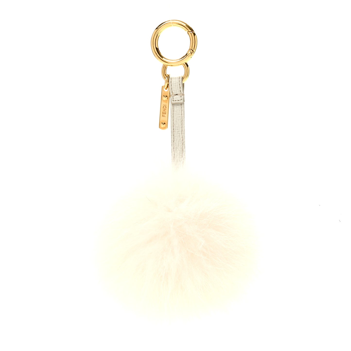 Fox Fur Pom Pom Bag Charm White