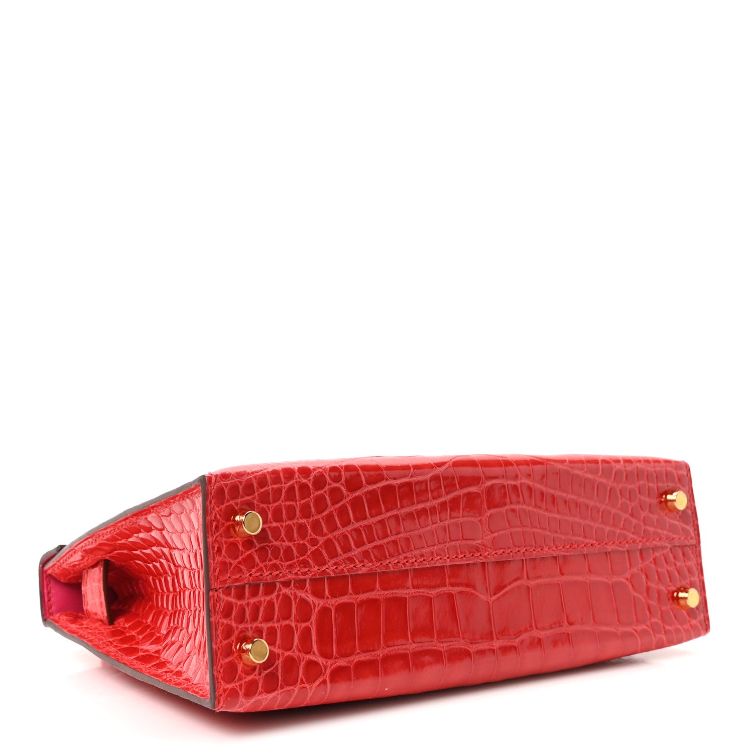 Hermes Shiny Alligator Horseshoe Mini Kelly Sellier 20 Rouge de