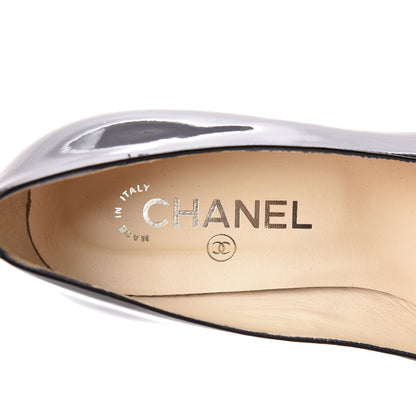 Chanel Patent CC Chain Cap Toe Pumps 39 Black 9 of 14