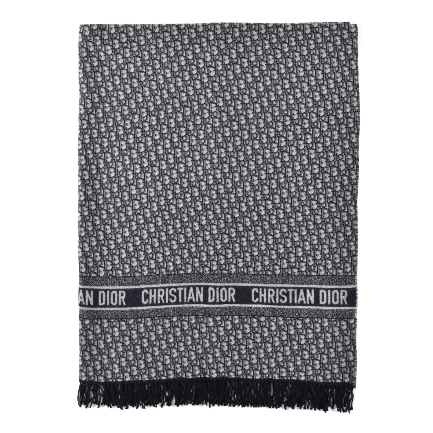 Cashmere Wool CD Oblique Throw Blanket Blue