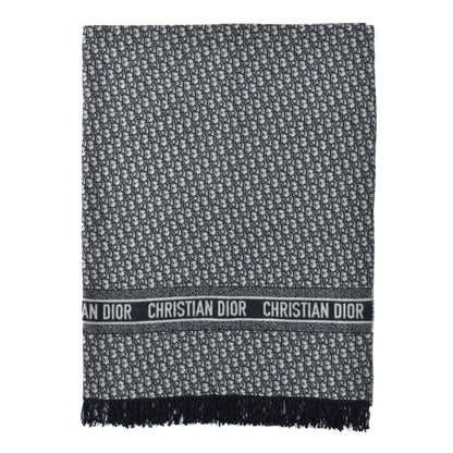 Christian Dior Cashmere Wool CD Oblique Throw Blanket Blue 1 of 4