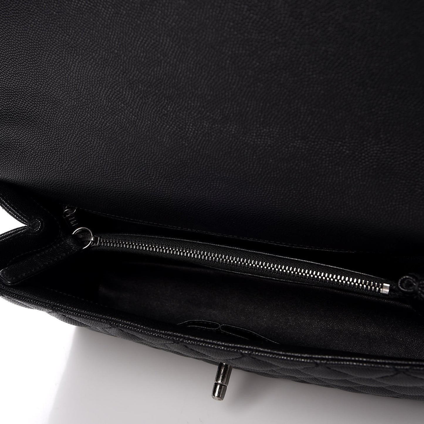 Caviar Lizard Quilted Small Coco Handle Flap Black