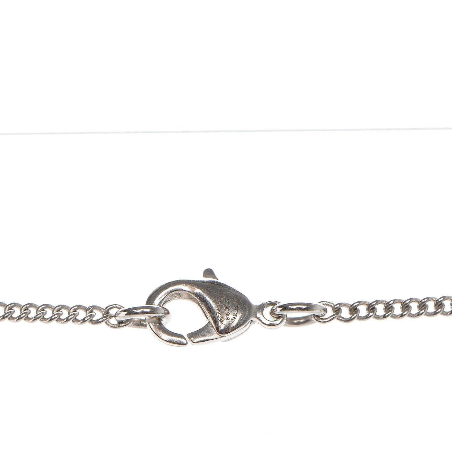 Chanel Baguette Crystal Large CC Necklace Silver 4 of 5