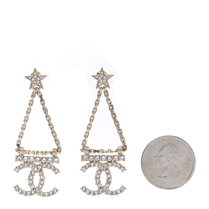 Chanel Crystal Star Drop CC Earrings Gold 2 of 5