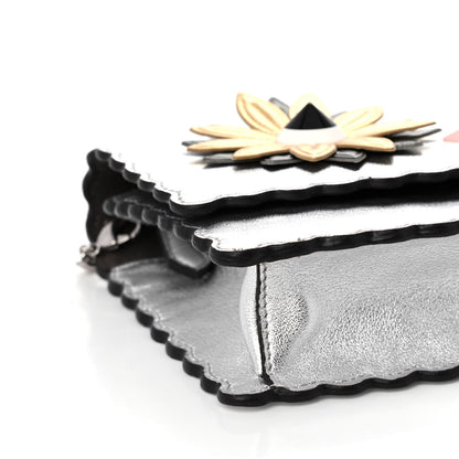 Fendi Metallic Vitello Hypnoteyes Scalloped Tube Wallet on Chain Silver 10 of 11