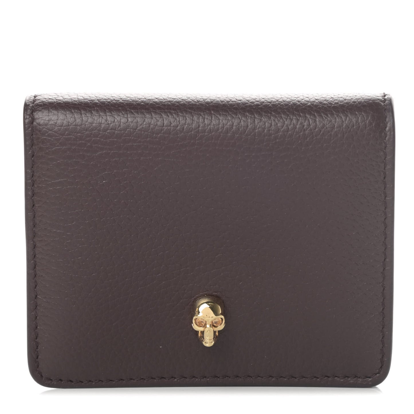 Calfskin Skull Card Holder Burgundy