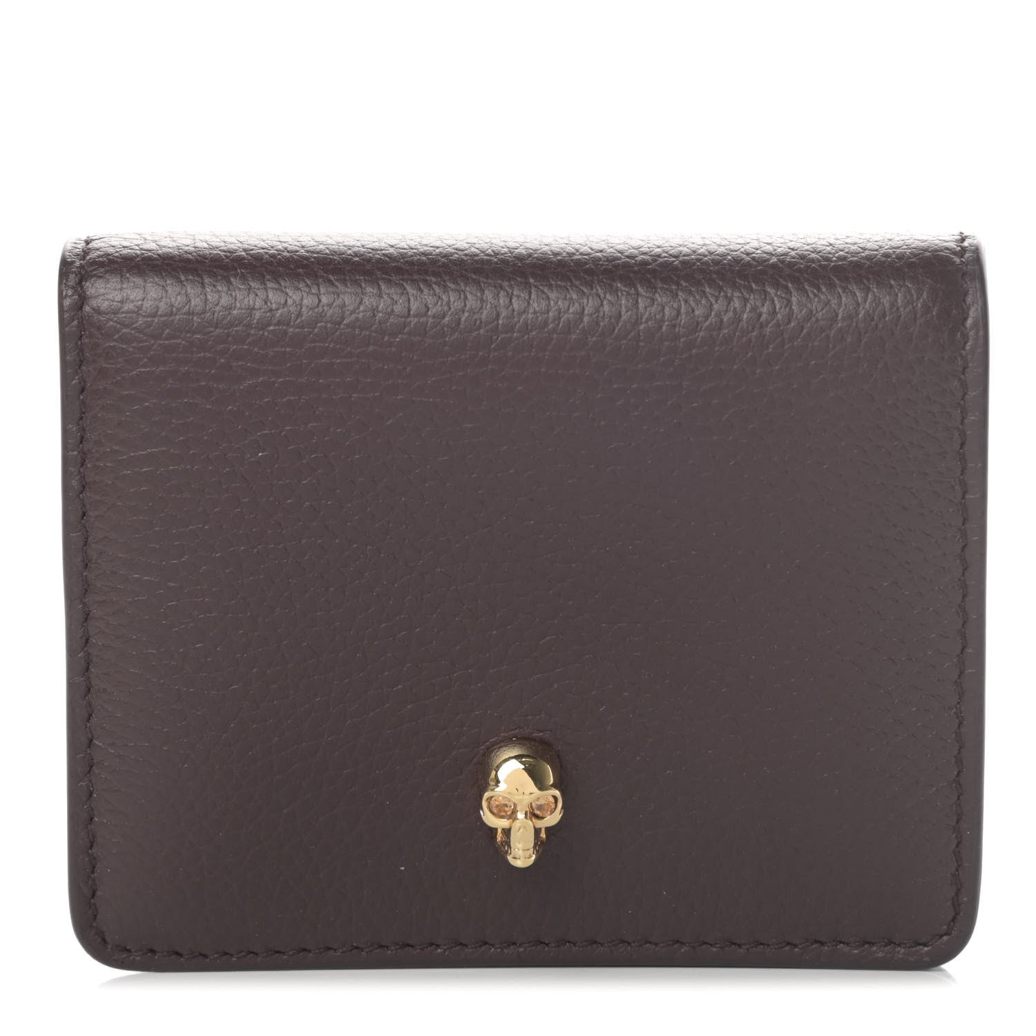 Alexander McQueen Calfskin Skull Card Holder Burgundy 1 of 7