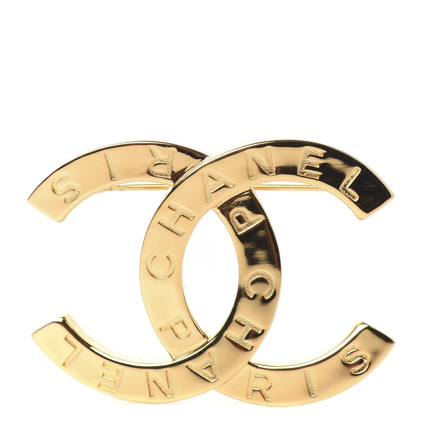 Metal Paris Button CC Large Brooch Gold
