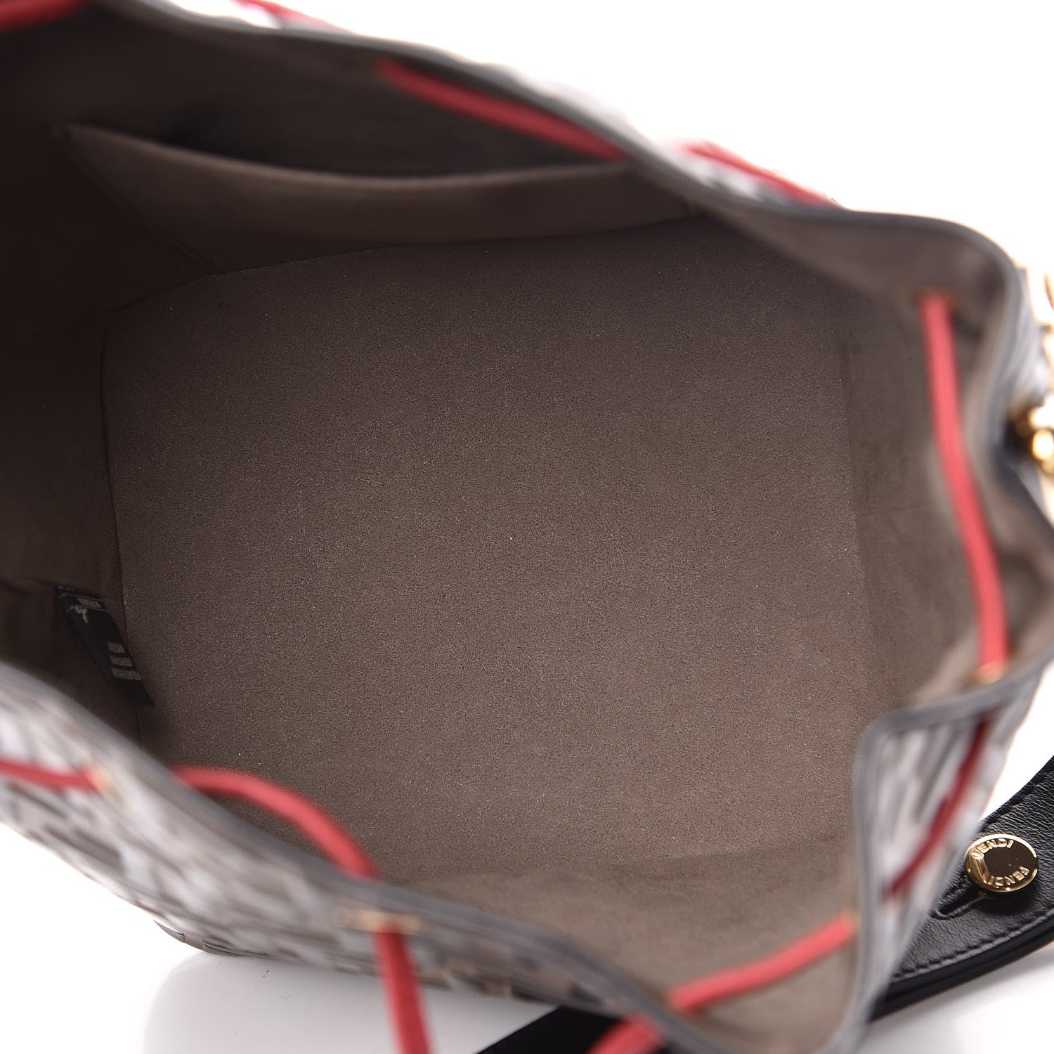 Fendi Vitello Grace F is Fendi Bi-Color FF 1974 Embossed Grande Mon Tresor Bucket Bag Maya Black Fragola 5 of 12