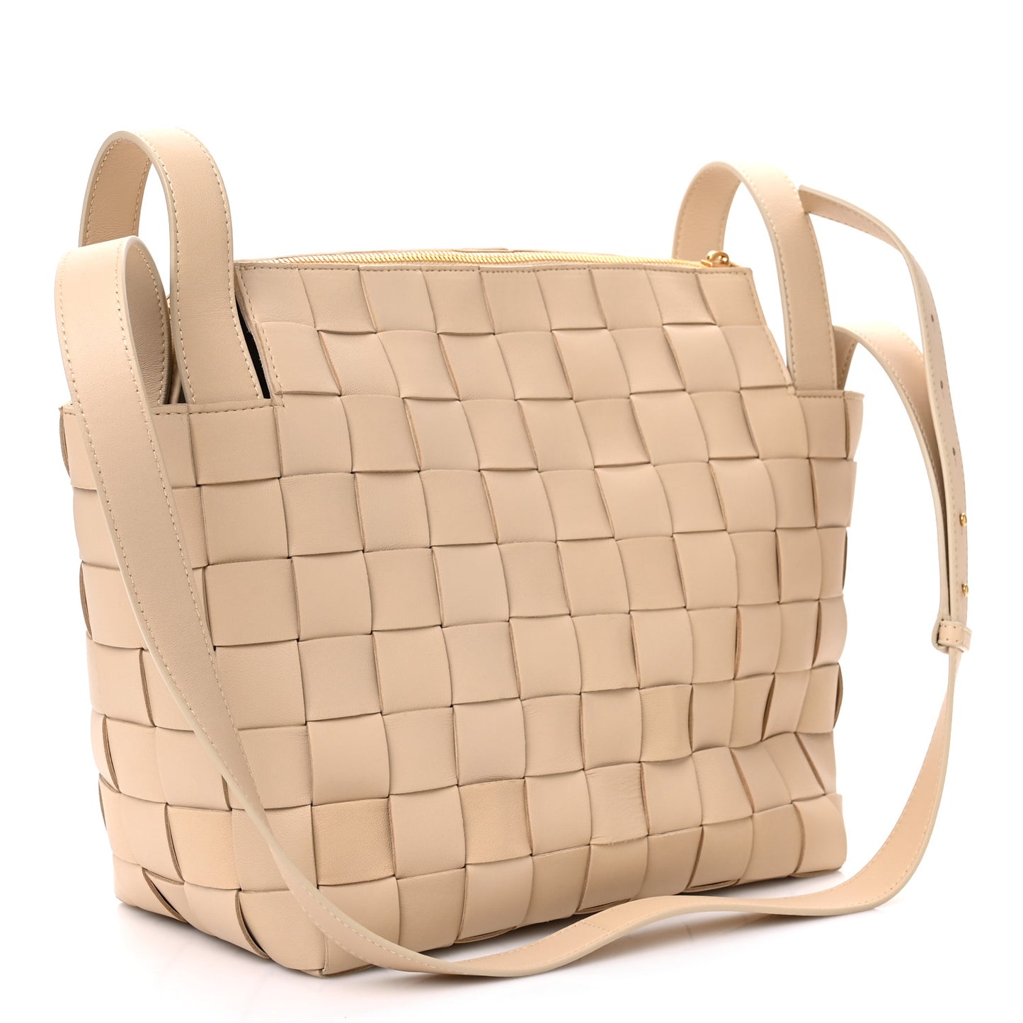 Lambskin Maxi Intrecciato Bowling Cassette Shoulder Bag Porridge