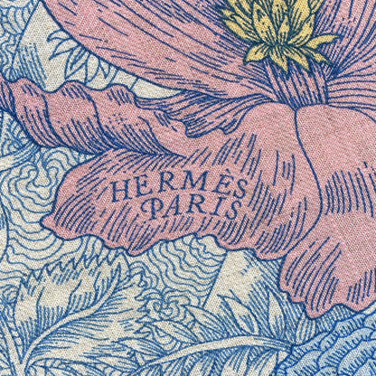 Hermes Cashmere Silk Retour a la Nature 140 Bleu Jean Rose Vert 4 of 4