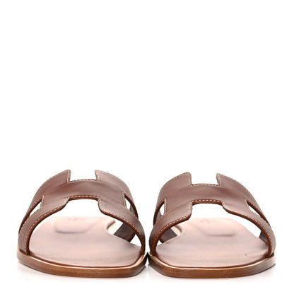 Hermes Box Calfskin Oran Sandals 39 Gold 2 of 9