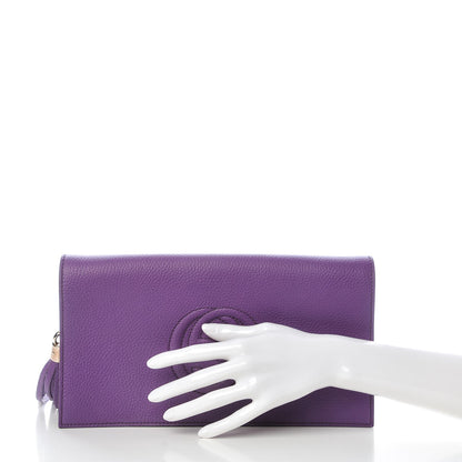 Gucci Pebbled Calfskin Medium Soho Clutch Shine Purple 2 of 7