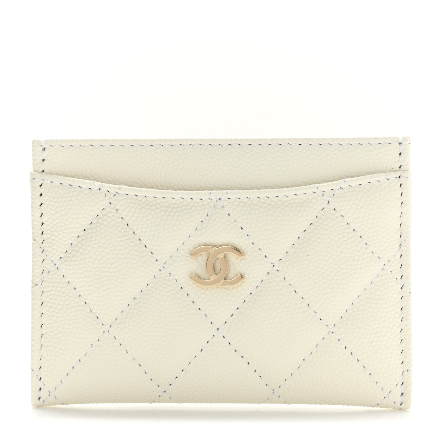 Caviar Quilted Card Holder White