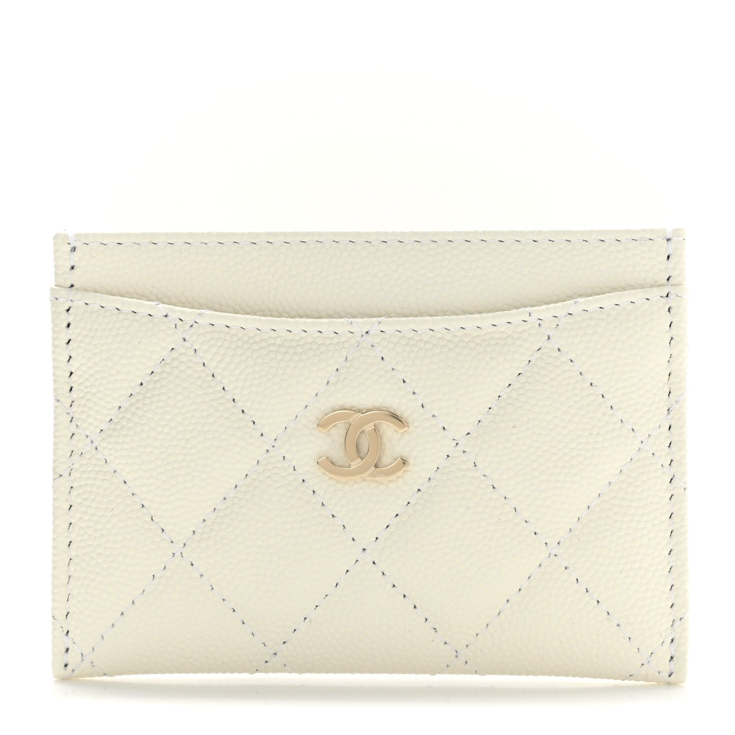 Chanel Caviar Quilted Card Holder White 1 of 8