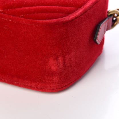 Gucci Velvet Matelasse Small GG Marmont Chain Shoulder Bag Hibiscus Red 10 of 11