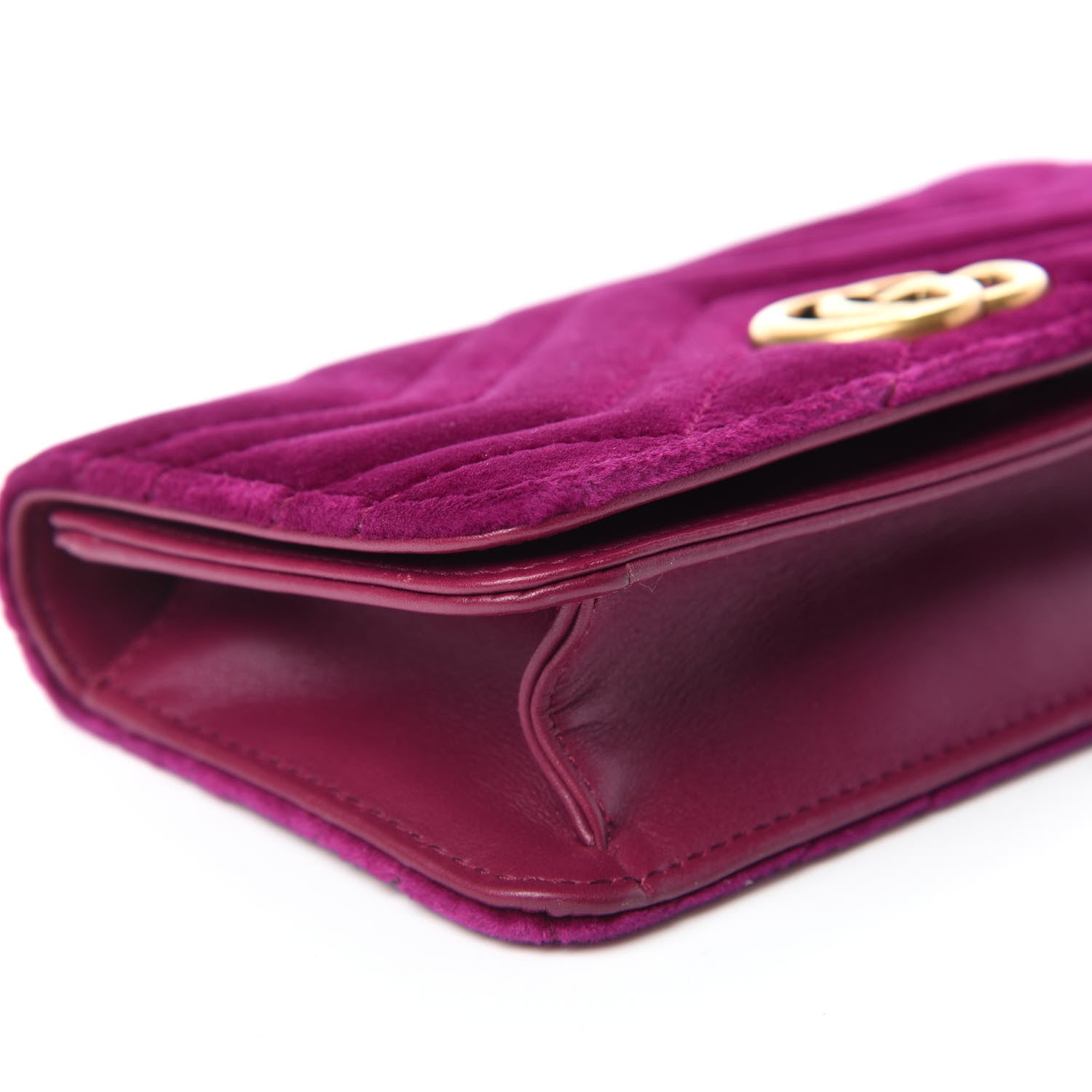 Gucci Velvet Matelasse GG Marmont Mini Bag Fuchsia Violet Cyclamen 6 of 9