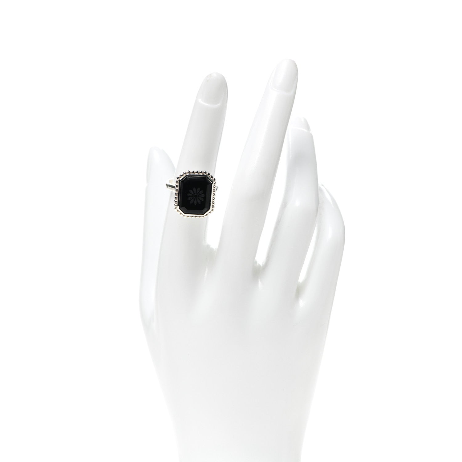 Tiffany Sterling Silver Black Onyx Ziegfeld Daisy Ring 53 6.25 2 of 6
