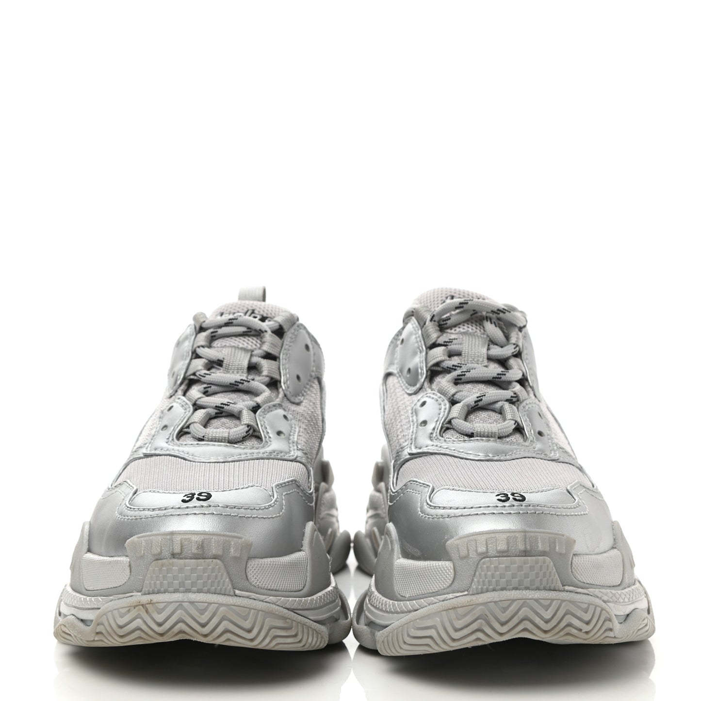 Metallic Fabric Mesh Womens Triple S Sneakers 39 Silver
