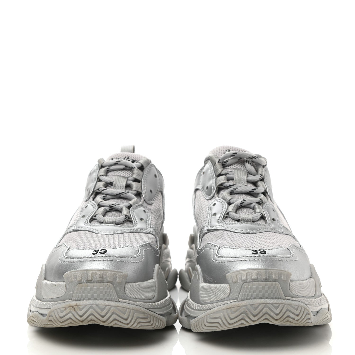 Balenciaga Metallic Fabric Mesh Womens Triple S Sneakers 39 Silver 2 of 11