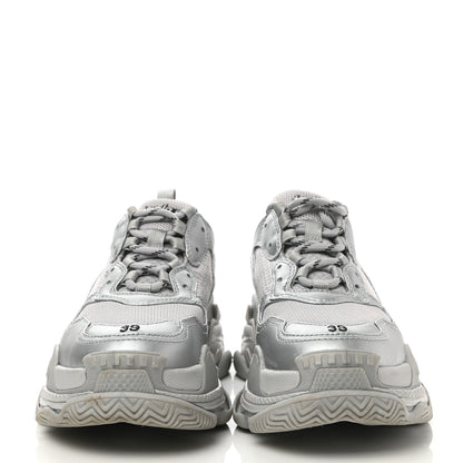 Balenciaga Metallic Fabric Mesh Womens Triple S Sneakers 39 Silver 2 of 11