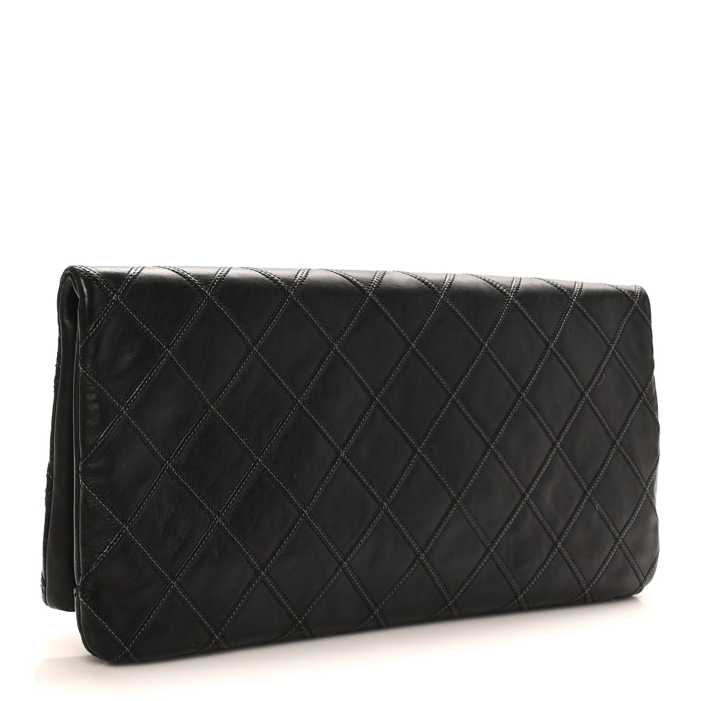 Calfskin Stitched Thin City Clutch Black