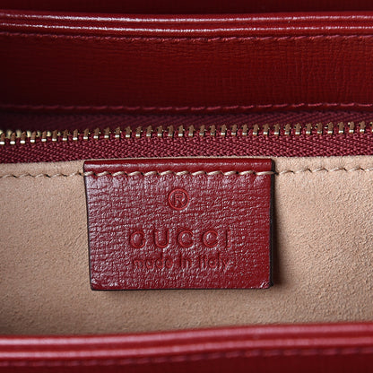 Gucci GG Supreme Monogram Azalea Calfskin Horsebit 1955 Shoulder Bag Beige Ebony New Cherry Red 5 of 9