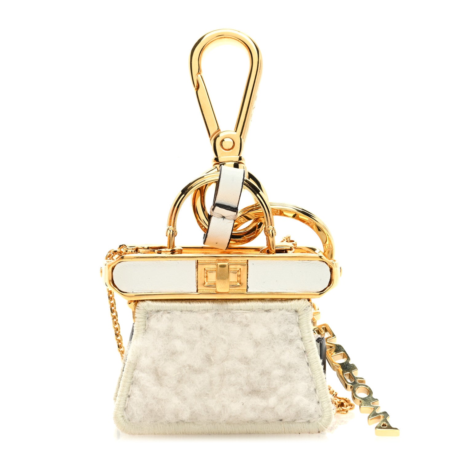 Fendi Sheepskin Fendiroma Peekaboo Key Case White 1 of 8