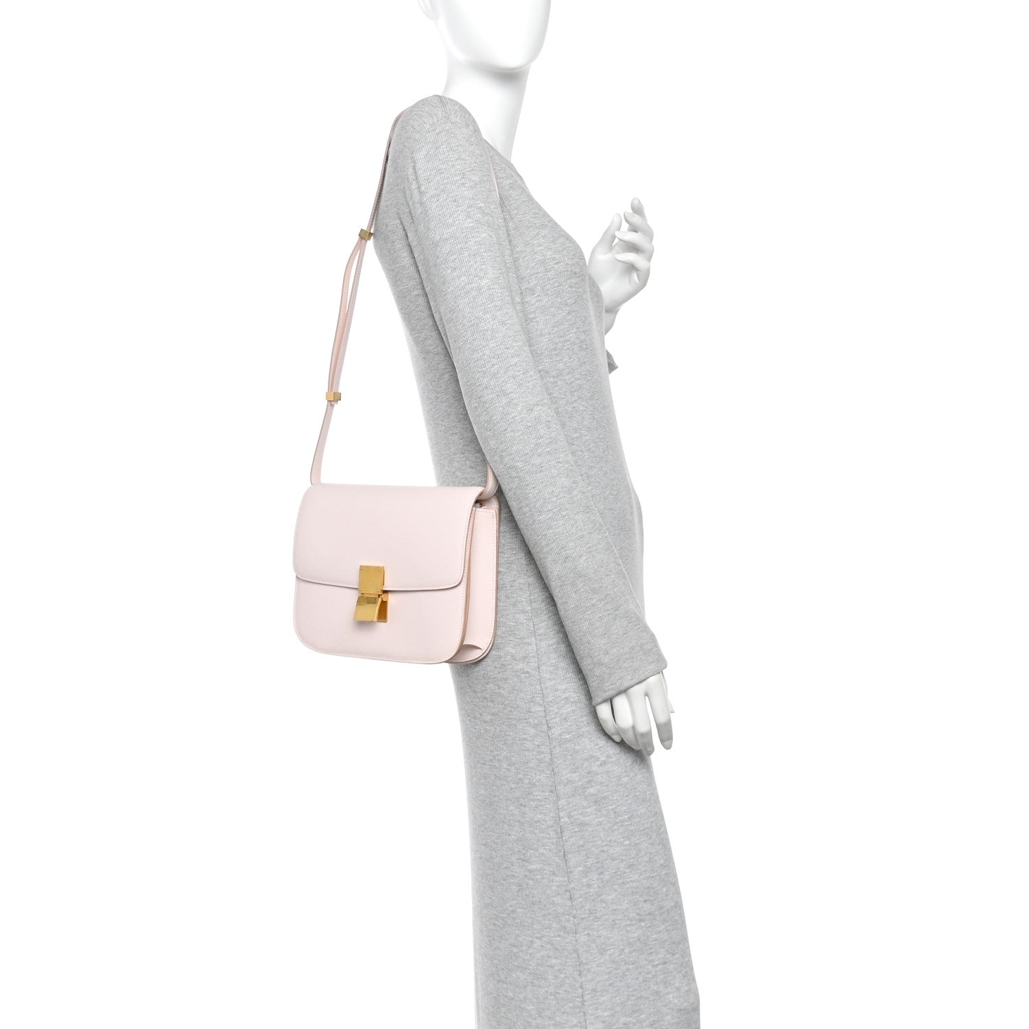 Celine Liege Calfskin Medium Classic Box Flap Bag Pale Pink 2 of 14