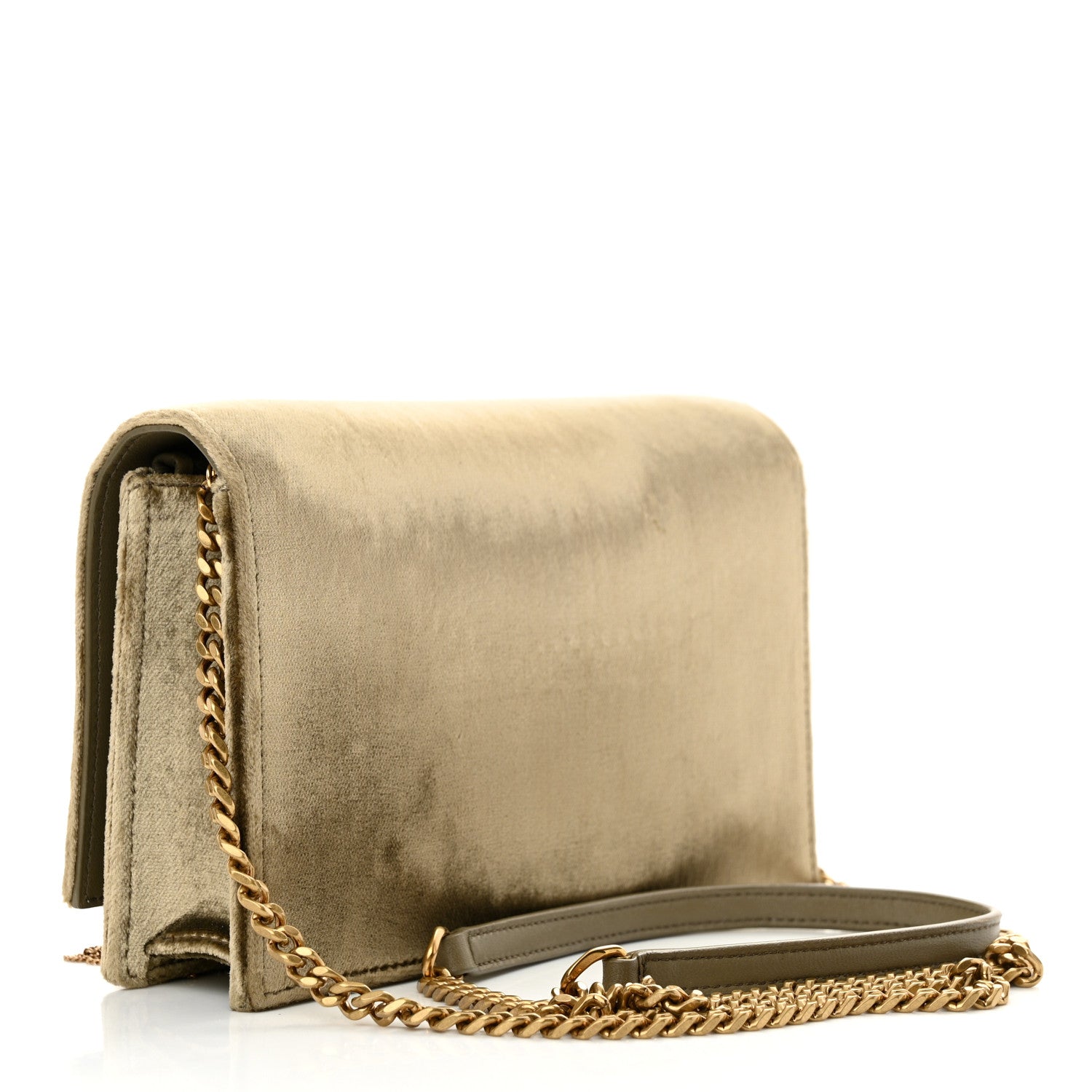 Saint Laurent Velvet Medium Classic Monogram Kate Tassel Satchel Olive 3 of 12