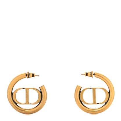 Christian Dior Metal 30 Montaigne Hoop Earrings Aged Gold 1 of 4