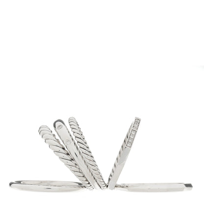 David Yurman Sterling Silver Diamond 16mm Stax Wide Stacked Ring 57 8 5 of 6