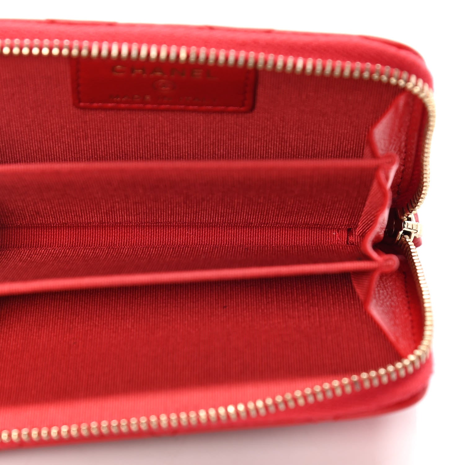 Chanel Lambskin Quilted Camellia Zip Coin Purse Red 4 of 6