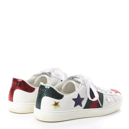Gucci Calfskin Ayers Web Star Embroidered Mens Ace Sneakers 7 White Multi 4 of 7