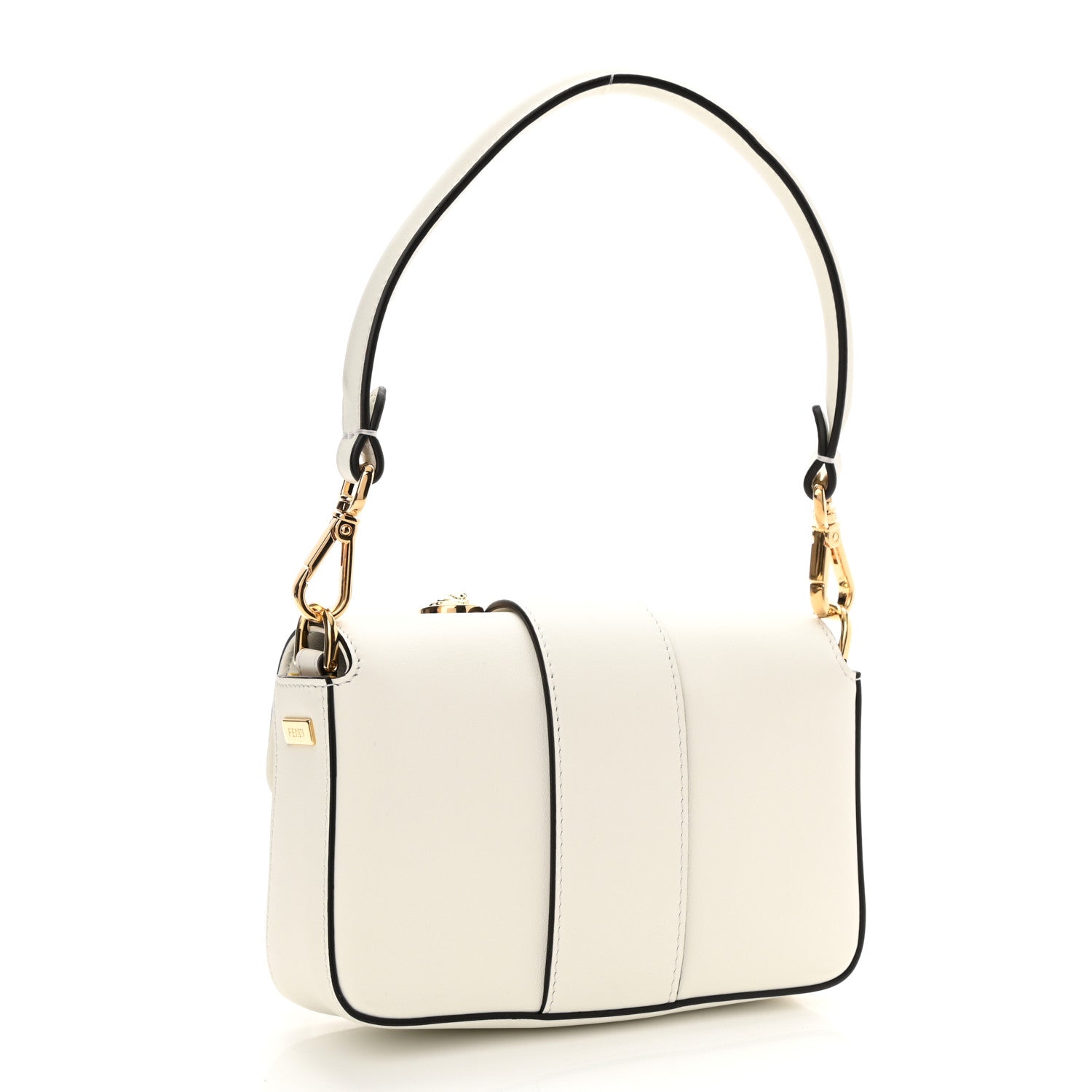 Fendi X VERSACE Vitello Seta Fendace Mini Brooch Baguette White Ice 3 of 9
