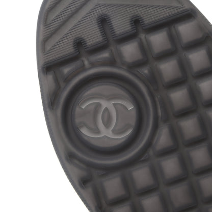 Chanel Suede Fabric Calfskin Womens CC Sneakers 36 Black White 6 of 10
