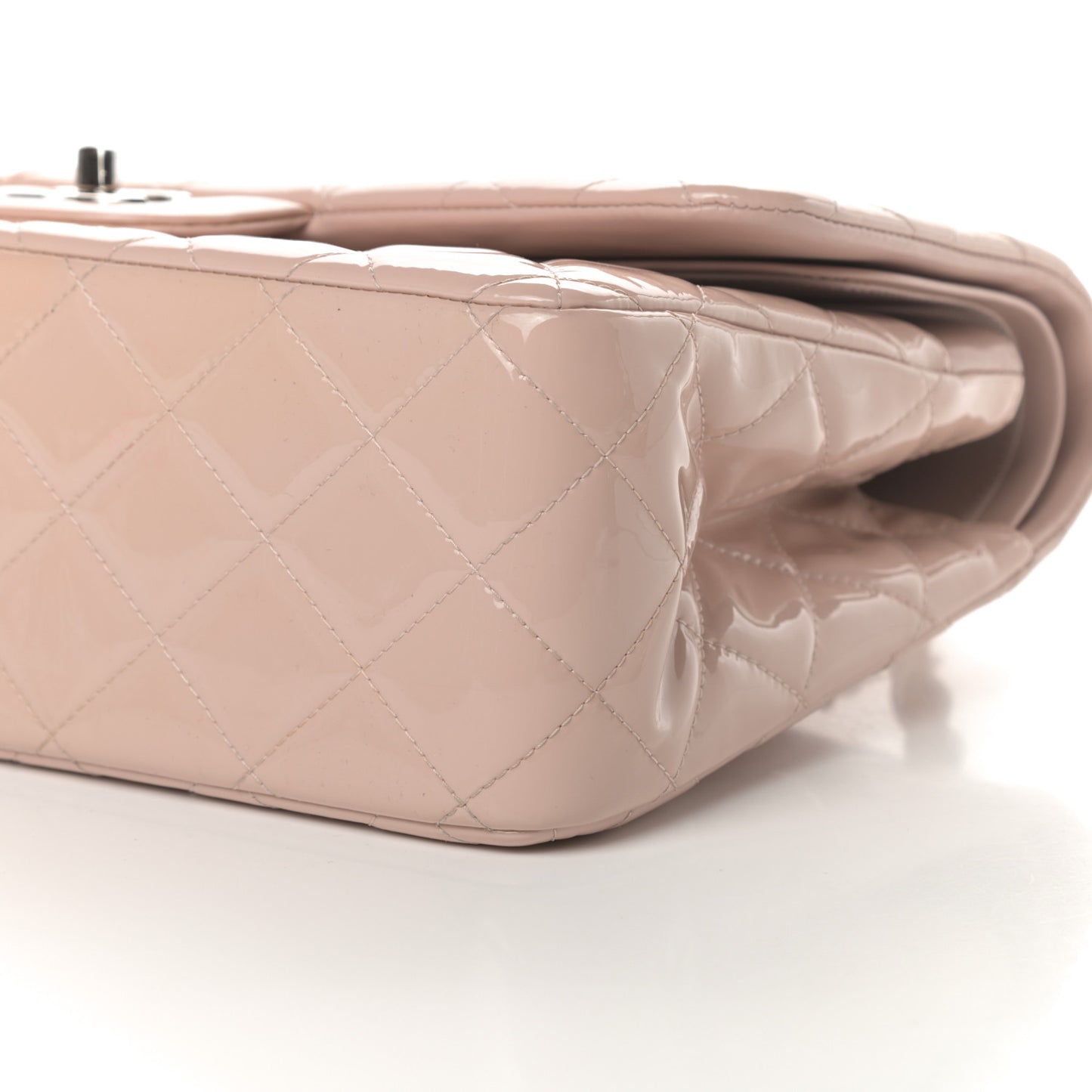 Patent Quilted Jumbo Double Flap Light Pink