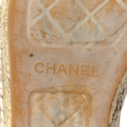Chanel Calfskin Grosgrain CC Espadrilles 40 Ivory Black 7 of 10