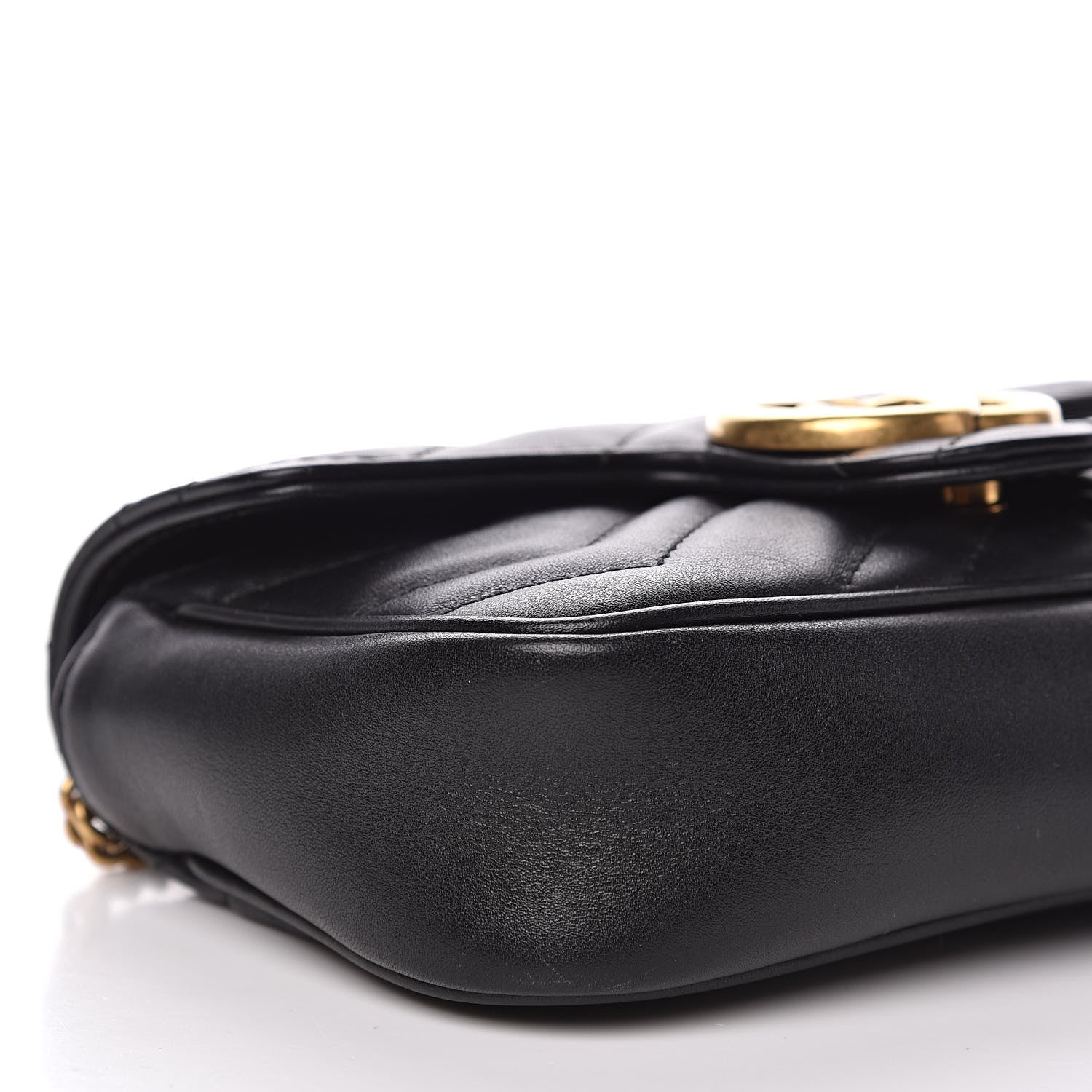 Gucci Calfskin Matelasse Super Mini GG Marmont Shoulder Bag Black 9 of 13