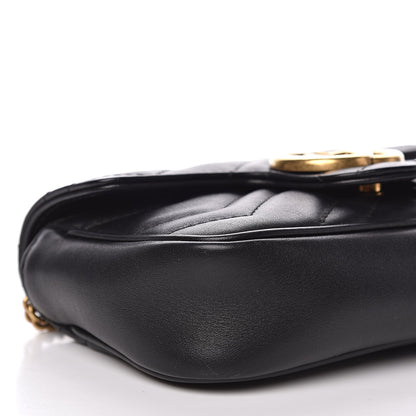 Gucci Calfskin Matelasse Super Mini GG Marmont Shoulder Bag Black 9 of 13