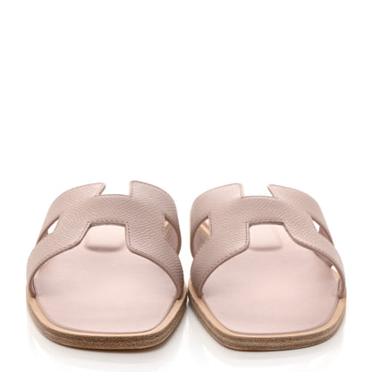 Hermes Epsom Oran Sandals 37 Rose Porcelaine 2 of 9