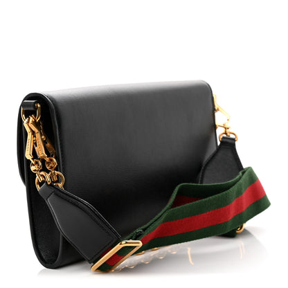 Gucci Azalea Calfskin Web Small Horsebit 1955 Crossbody Bag Black 3 of 10