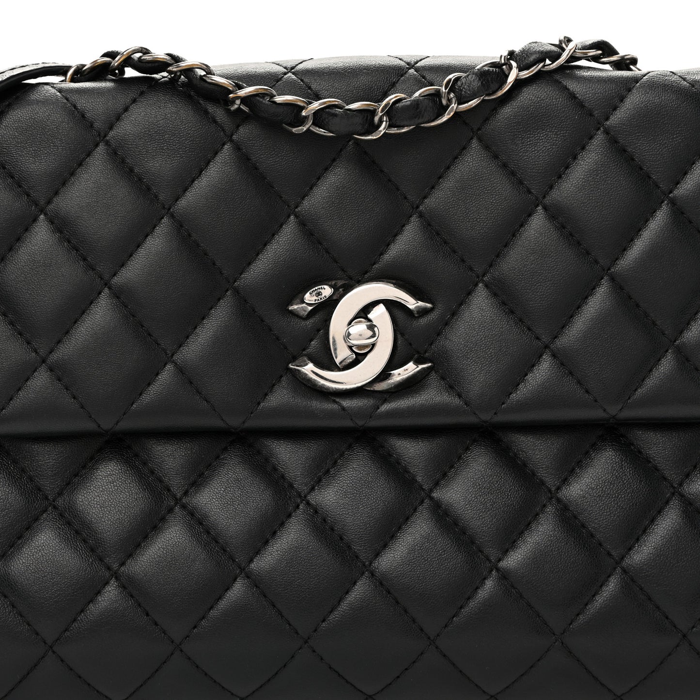 Calfskin Quilted Fold Up Again Flap Bag Black