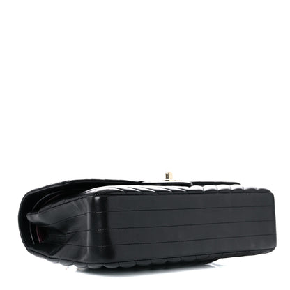 Chanel Calfskin Chevron Quilted Medium Double Flap Black 4 of 15