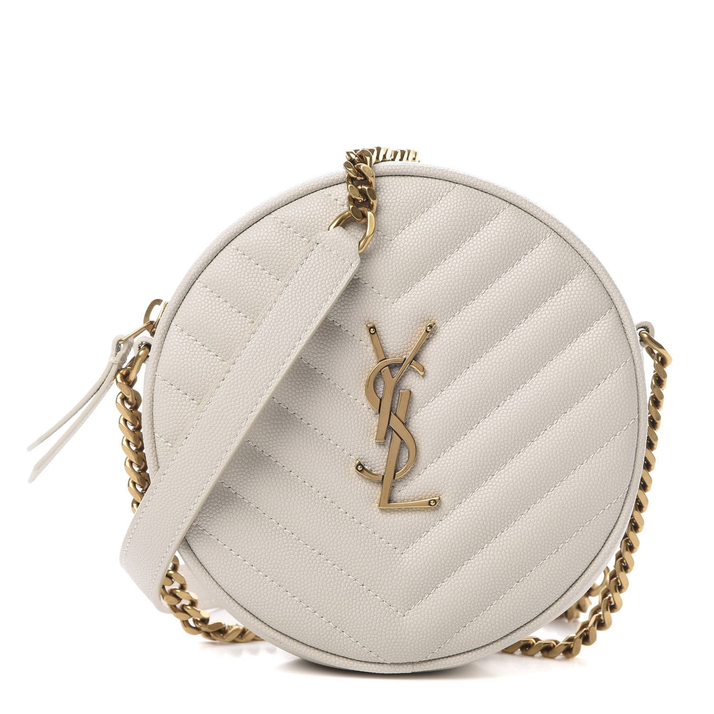 Grain De Poudre Matelasse Chevron Quilted Round Vinyle Camera Bag Crema Soft