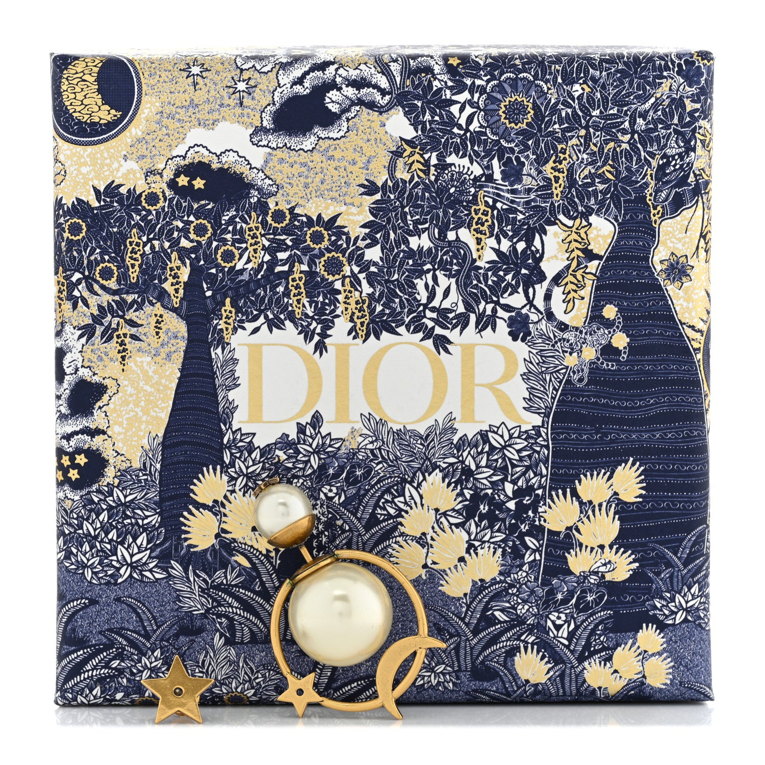 Christian Dior Pearl Moon and Star Tribal Hoop Earrings Gold 6 of 6