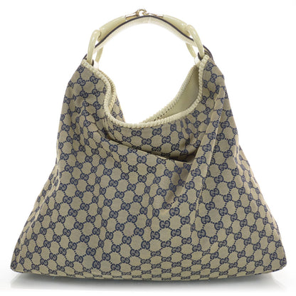 Gucci Monogram Large Horsebit Chain Hobo Navy 1 of 8