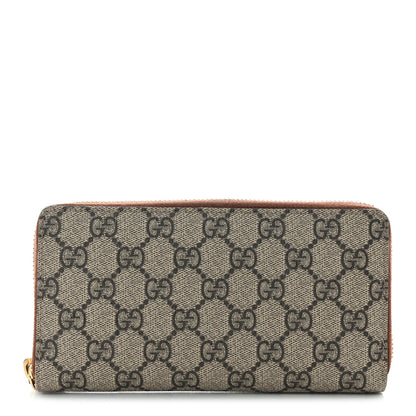 Gucci GG Supreme Monogram Cuoio Toscano Zip Around Wallet Beige Ebony Cuir 1 of 11